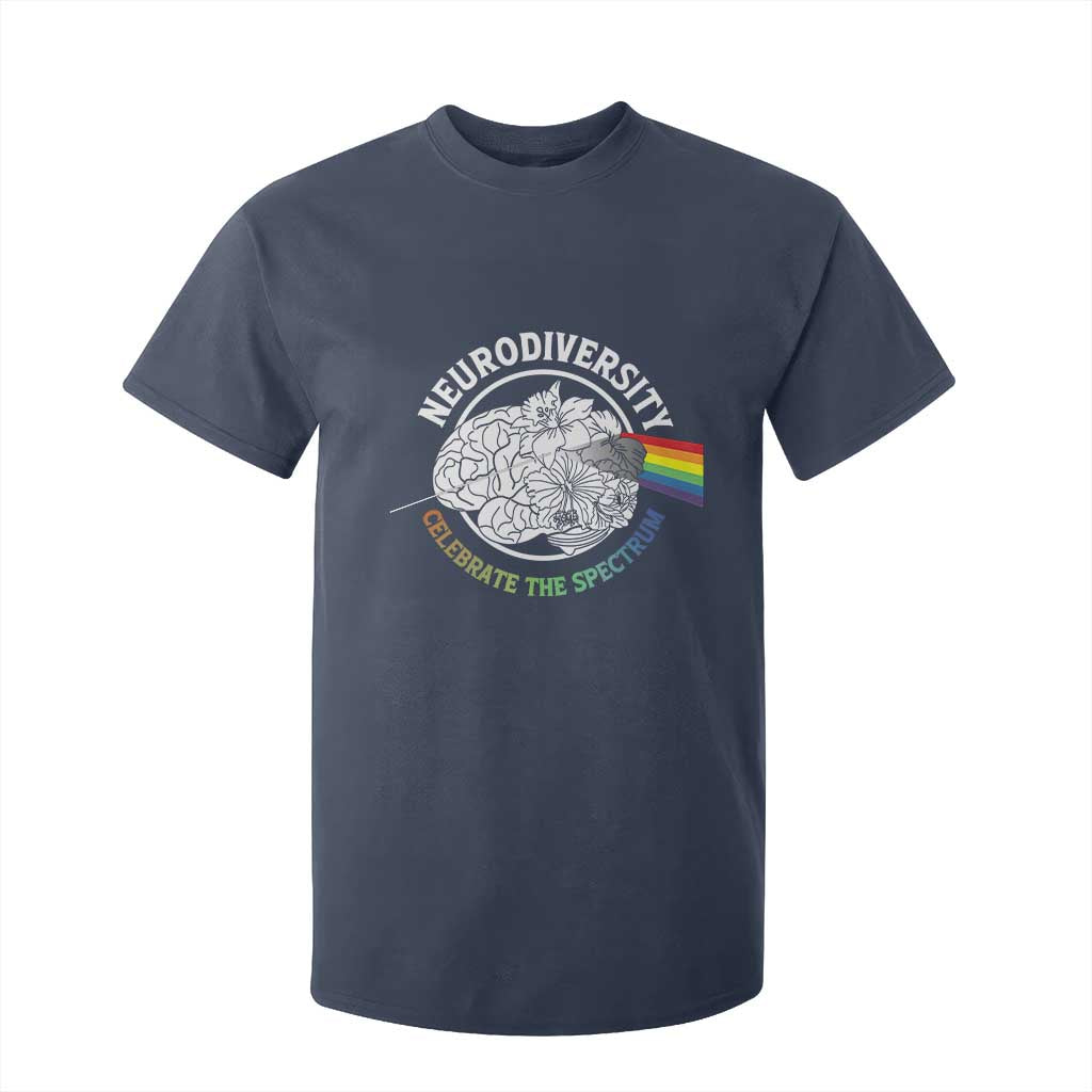 Neurodiversity Celebrate The Spectrum T Shirt For Kid Brain Autism Awareness ASD ADHD TS11 Navy Print Your Wear