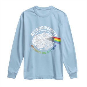 Neurodiversity Celebrate The Spectrum Long Sleeve Shirt Brain Autism Awareness ASD ADHD TS11 Light Blue Print Your Wear