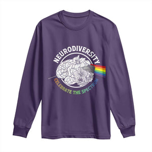 Neurodiversity Celebrate The Spectrum Long Sleeve Shirt Brain Autism Awareness ASD ADHD TS11 Purple Print Your Wear