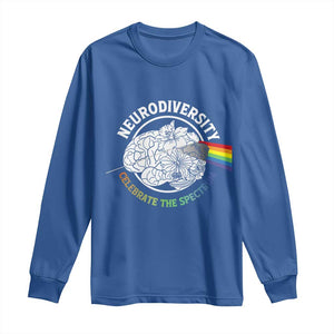 Neurodiversity Celebrate The Spectrum Long Sleeve Shirt Brain Autism Awareness ASD ADHD TS11 Royal Blue Print Your Wear
