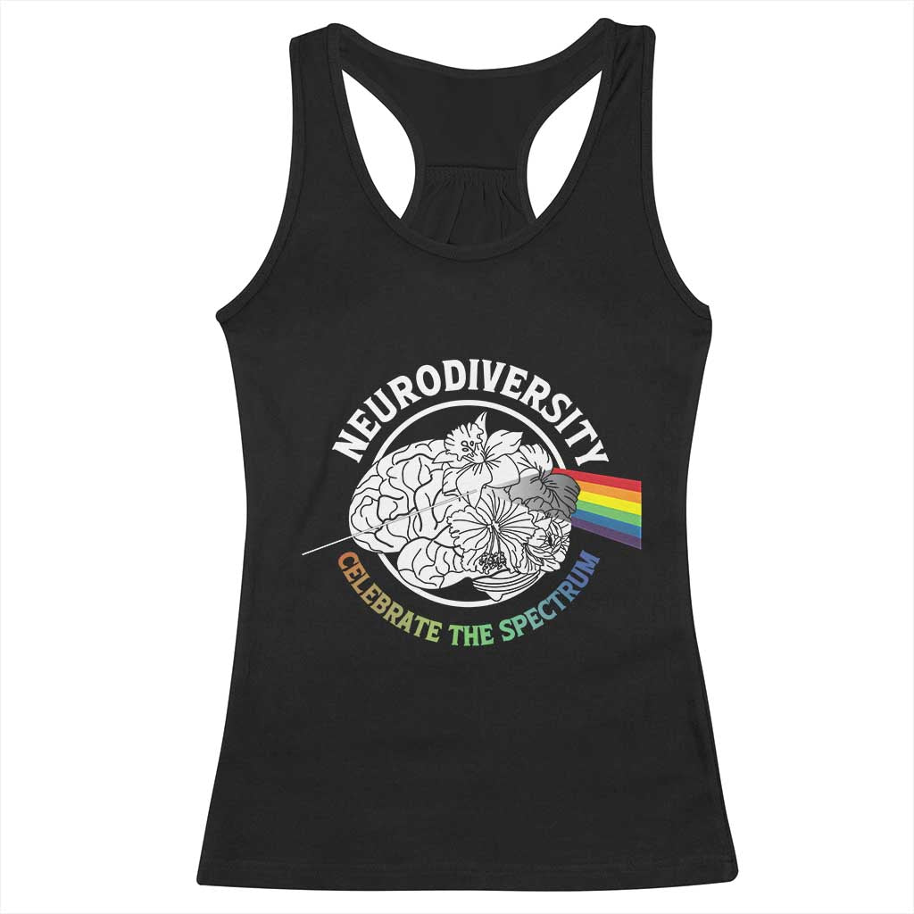 Neurodiversity Celebrate The Spectrum Racerback Tank Top Brain Autism Awareness ASD ADHD TS11 Black Print Your Wear