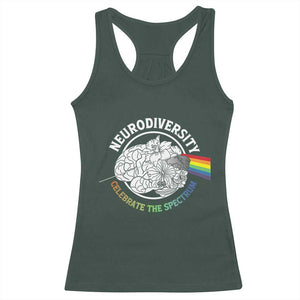 Neurodiversity Celebrate The Spectrum Racerback Tank Top Brain Autism Awareness ASD ADHD TS11 Dark Forest Green Print Your Wear