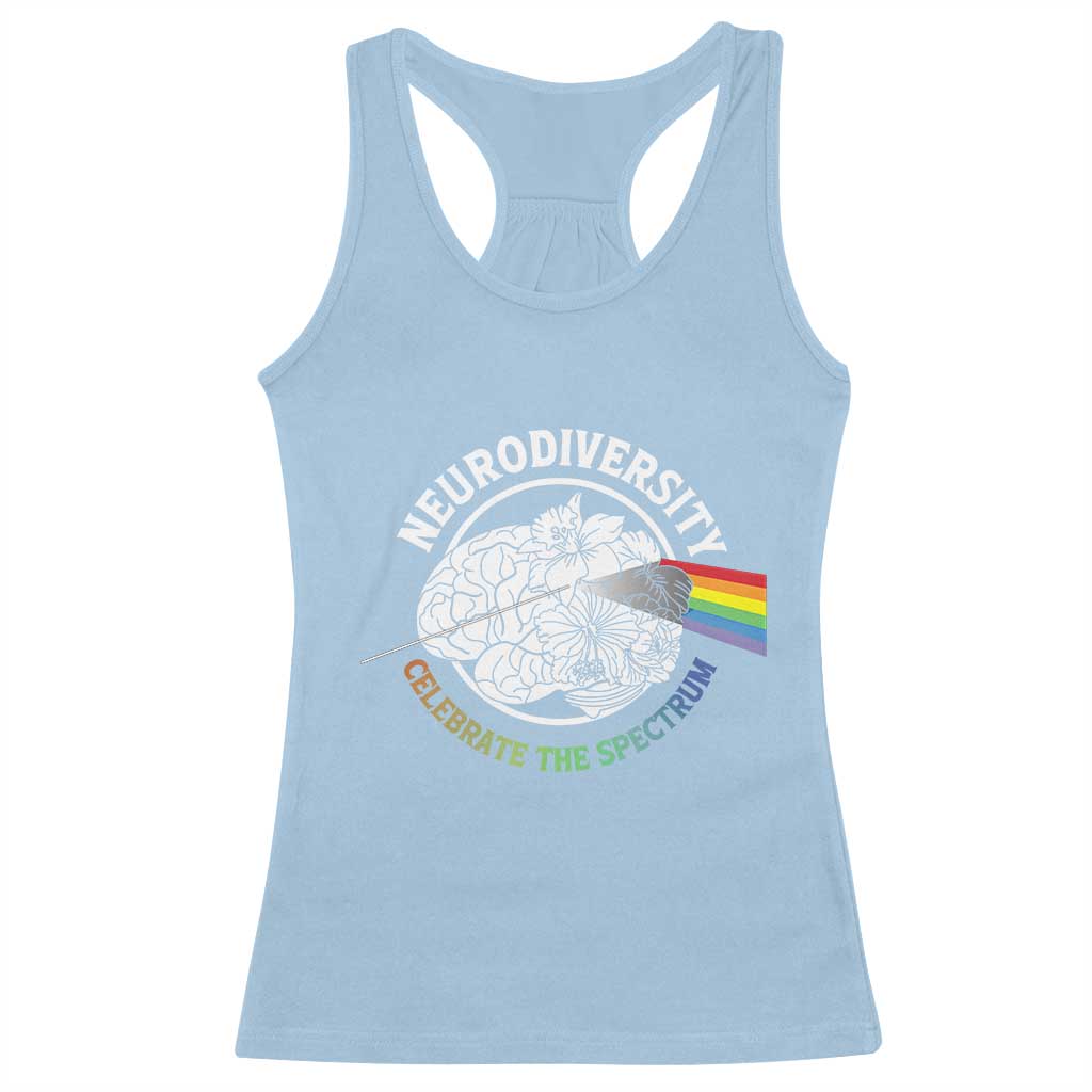 Neurodiversity Celebrate The Spectrum Racerback Tank Top Brain Autism Awareness ASD ADHD TS11 Light Blue Print Your Wear
