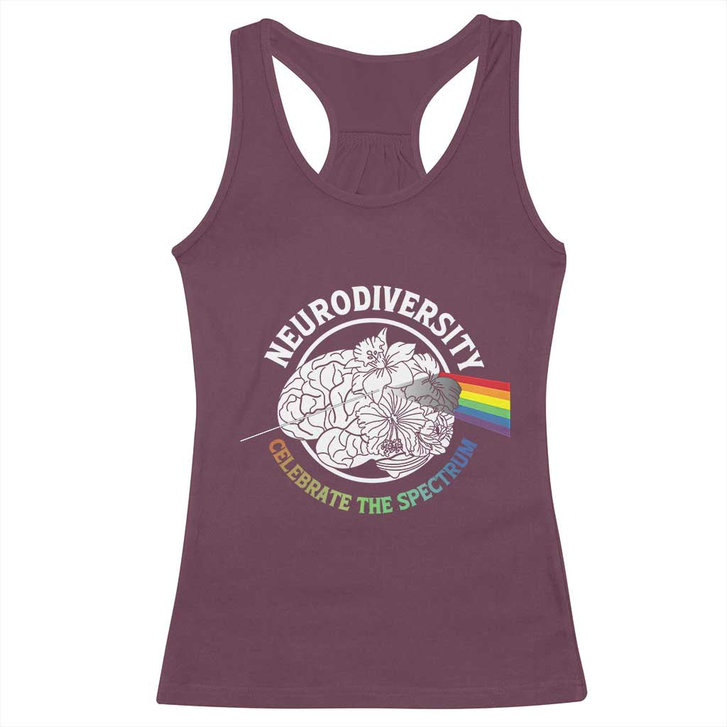 Neurodiversity Celebrate The Spectrum Racerback Tank Top Brain Autism Awareness ASD ADHD TS11 Maroon Print Your Wear