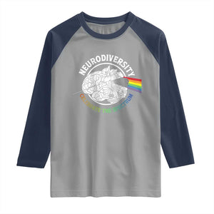 Neurodiversity Celebrate The Spectrum Raglan Shirt Brain Autism Awareness ASD ADHD TS11 Sport Gray Navy Print Your Wear