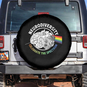 Neurodiversity Celebrate The Spectrum Spare Tire Cover Brain Autism Awareness ASD ADHD TS11 No hole Black Print Your Wear