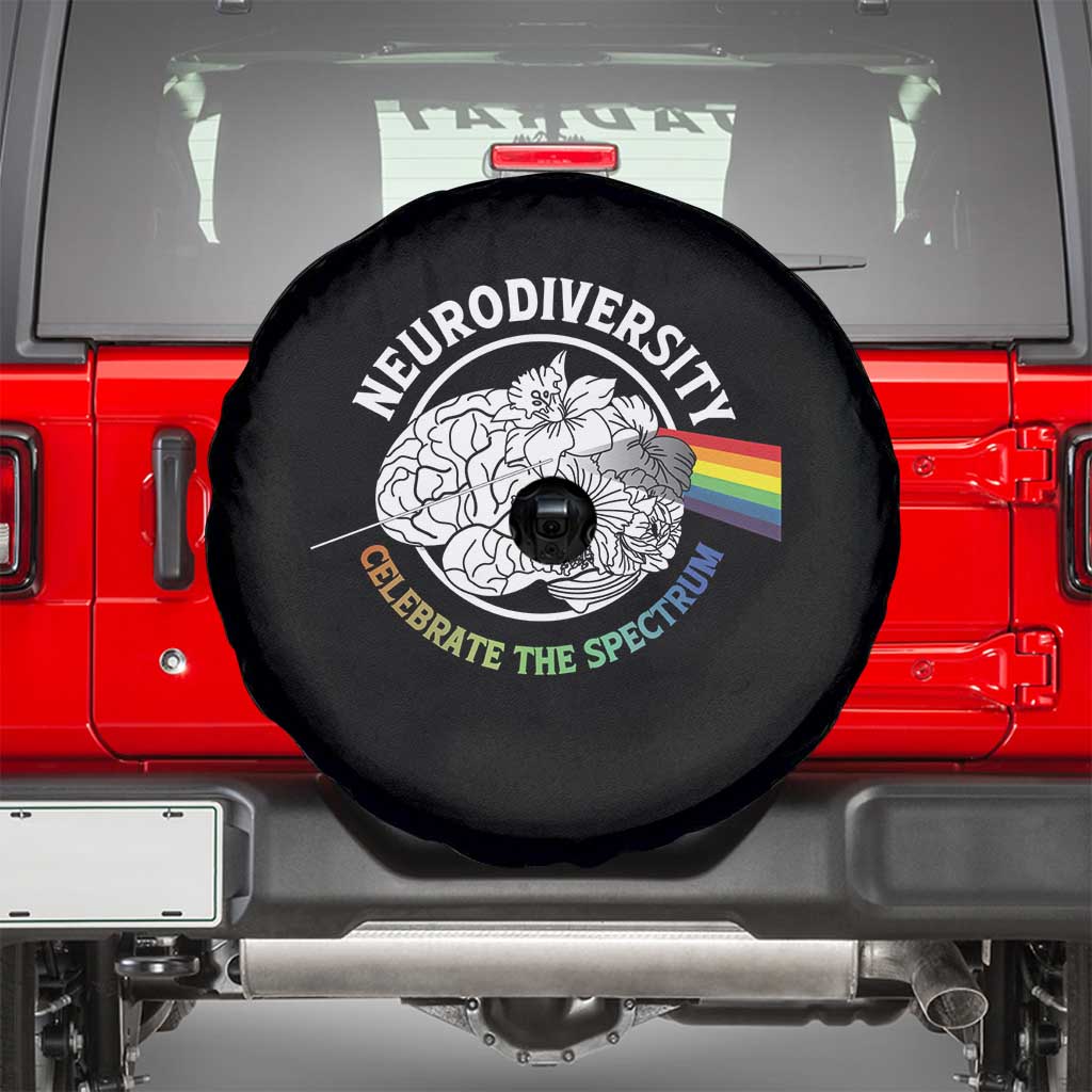 Neurodiversity Celebrate The Spectrum Spare Tire Cover Brain Autism Awareness ASD ADHD TS11 Black Print Your Wear