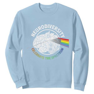 Neurodiversity Celebrate The Spectrum Sweatshirt Brain Autism Awareness ASD ADHD TS11 Light Blue Print Your Wear
