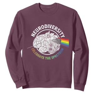 Neurodiversity Celebrate The Spectrum Sweatshirt Brain Autism Awareness ASD ADHD TS11 Maroon Print Your Wear