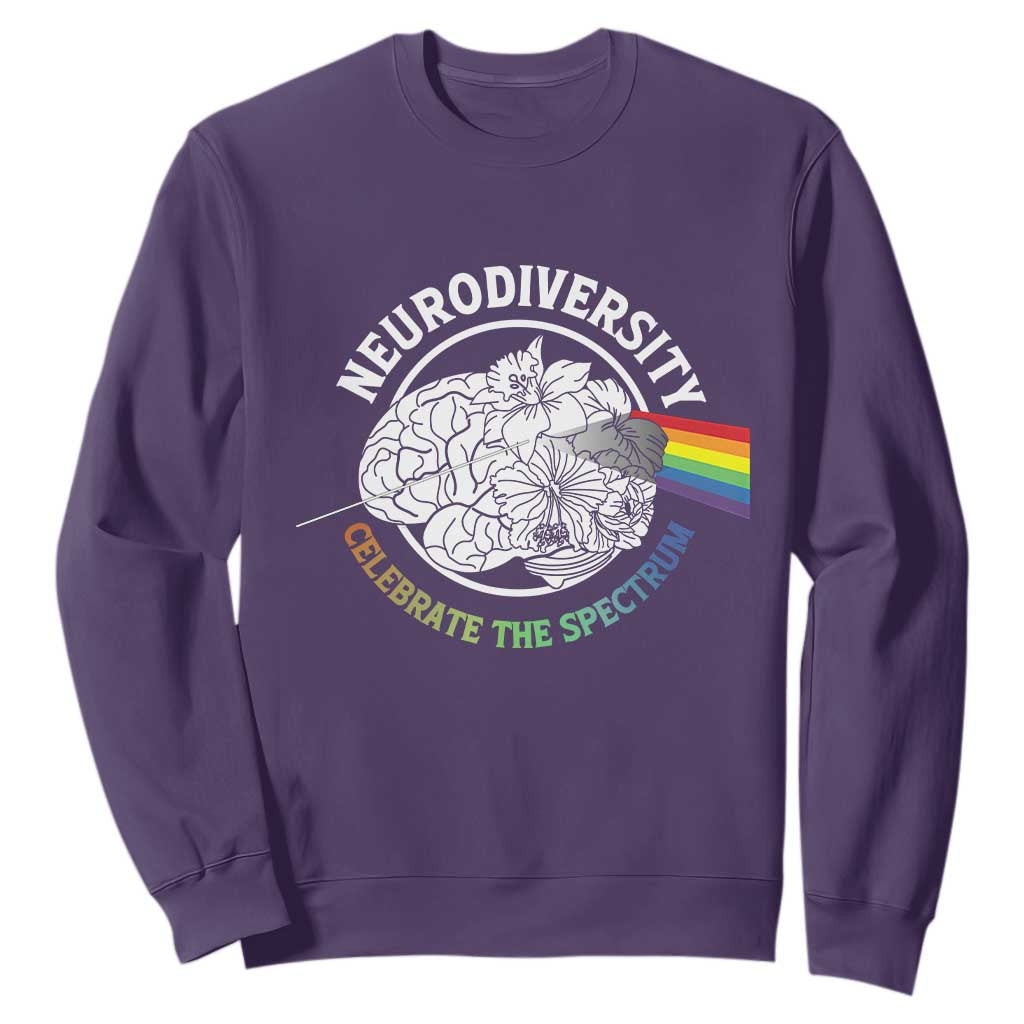 Neurodiversity Celebrate The Spectrum Sweatshirt Brain Autism Awareness ASD ADHD TS11 Purple Print Your Wear