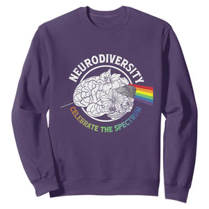 Neurodiversity Celebrate The Spectrum Sweatshirt Brain Autism Awareness ASD ADHD TS11 Purple Print Your Wear