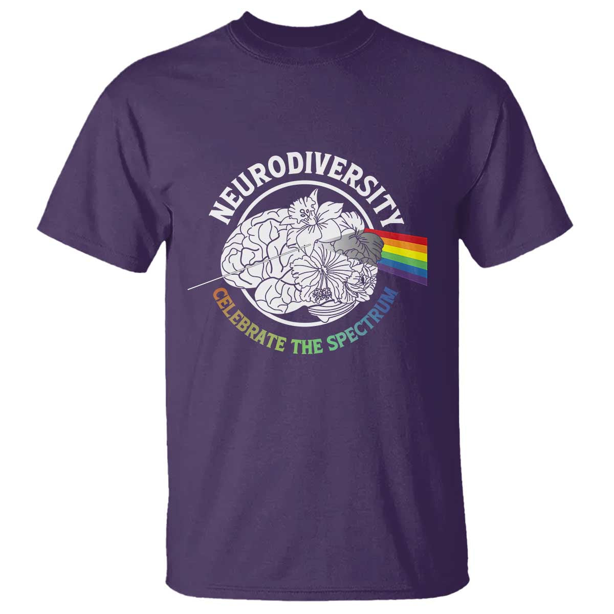 Neurodiversity Celebrate The Spectrum T Shirt Brain Autism Awareness ASD ADHD TS11 Purple Print Your Wear