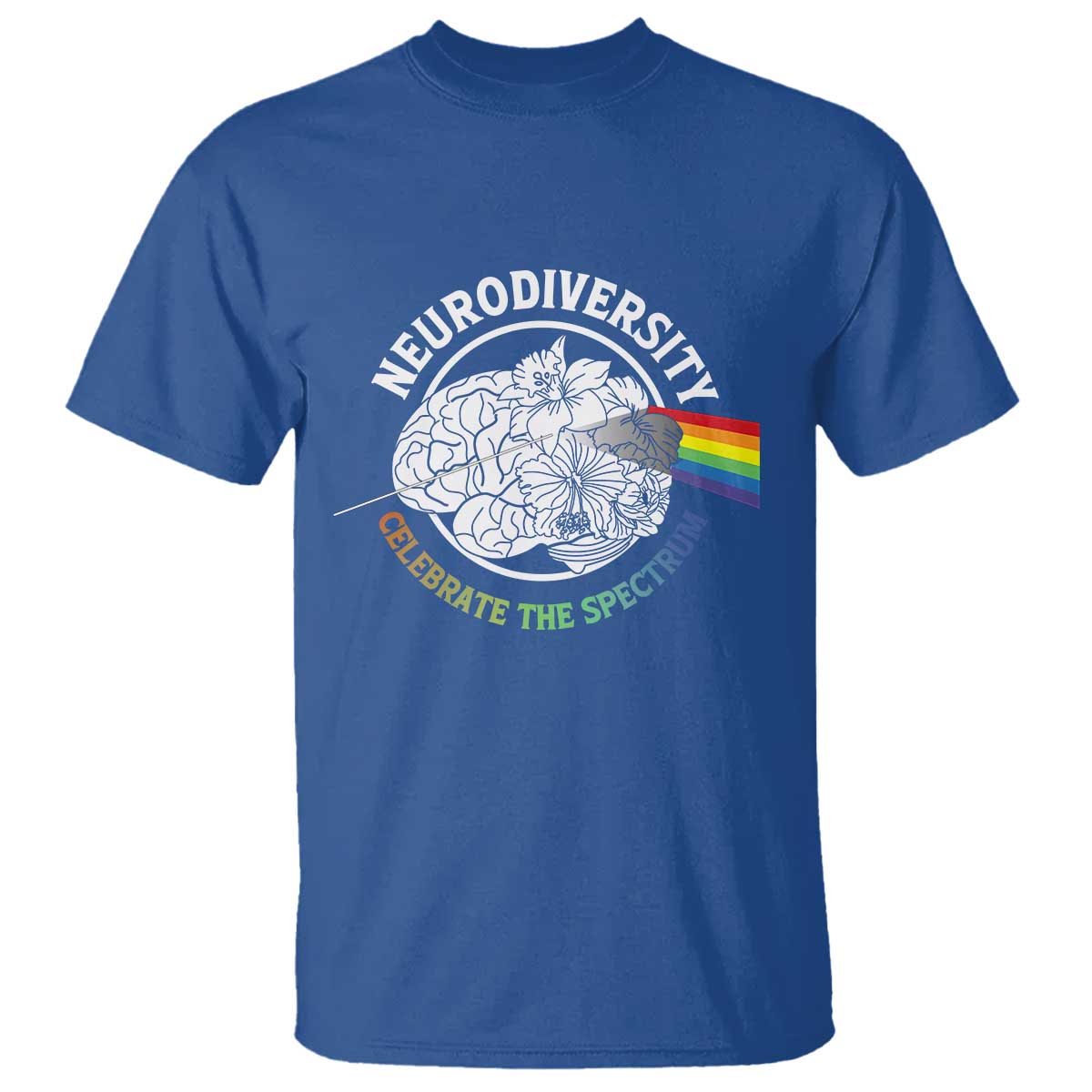 Neurodiversity Celebrate The Spectrum T Shirt Brain Autism Awareness ASD ADHD TS11 Royal Blue Print Your Wear