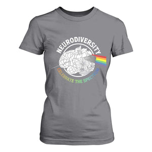 Neurodiversity Celebrate The Spectrum T Shirt For Women Brain Autism Awareness ASD ADHD TS11 Charcoal Print Your Wear