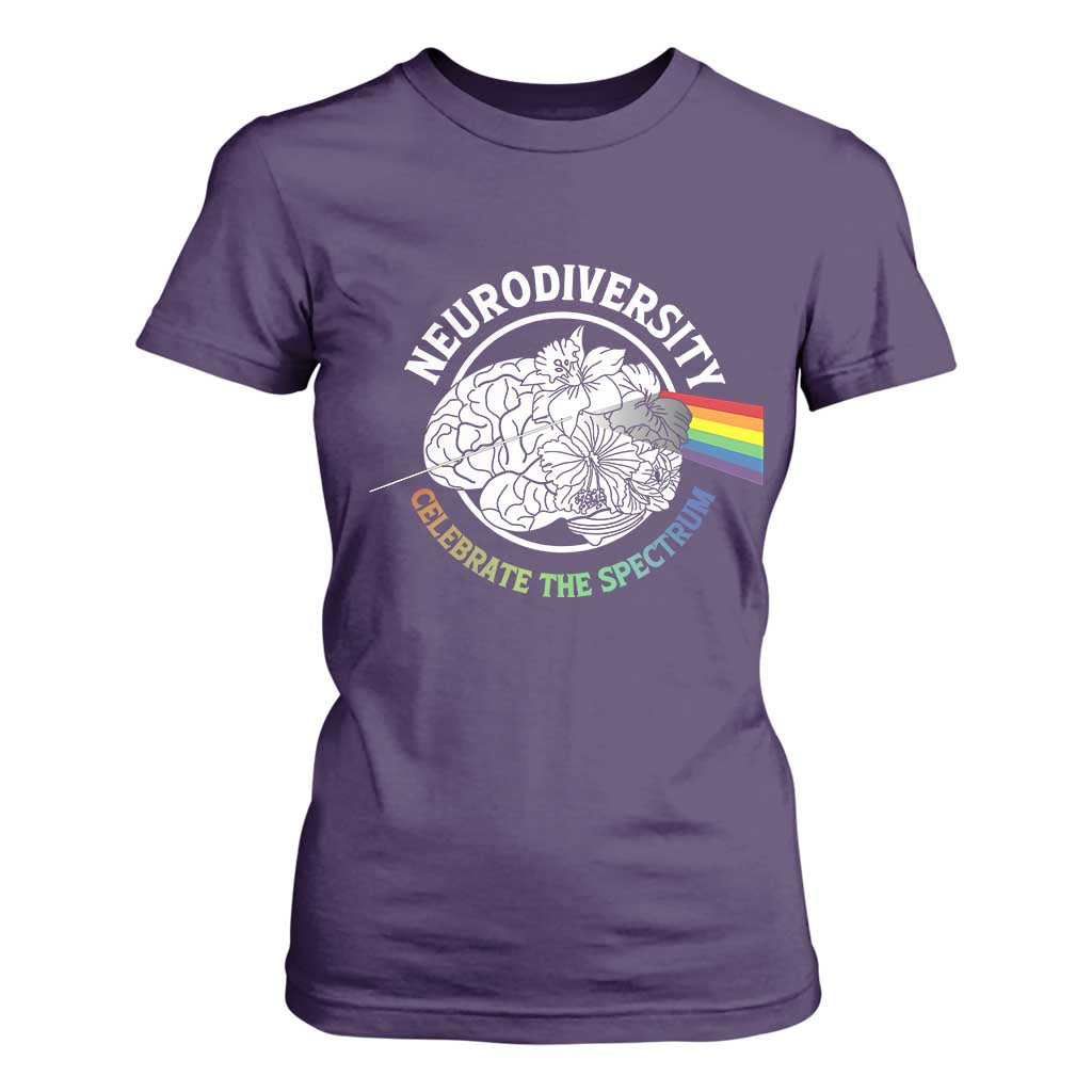 Neurodiversity Celebrate The Spectrum T Shirt For Women Brain Autism Awareness ASD ADHD TS11 Purple Print Your Wear