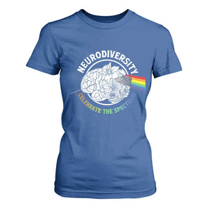 Neurodiversity Celebrate The Spectrum T Shirt For Women Brain Autism Awareness ASD ADHD TS11 Royal Blue Print Your Wear