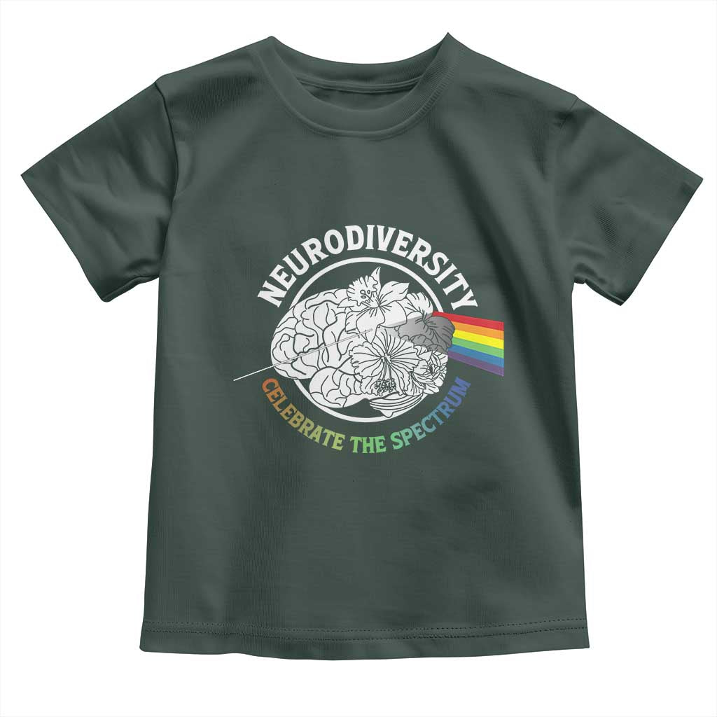 Neurodiversity Celebrate The Spectrum Toddler T Shirt Brain Autism Awareness ASD ADHD TS11 Dark Forest Green Print Your Wear