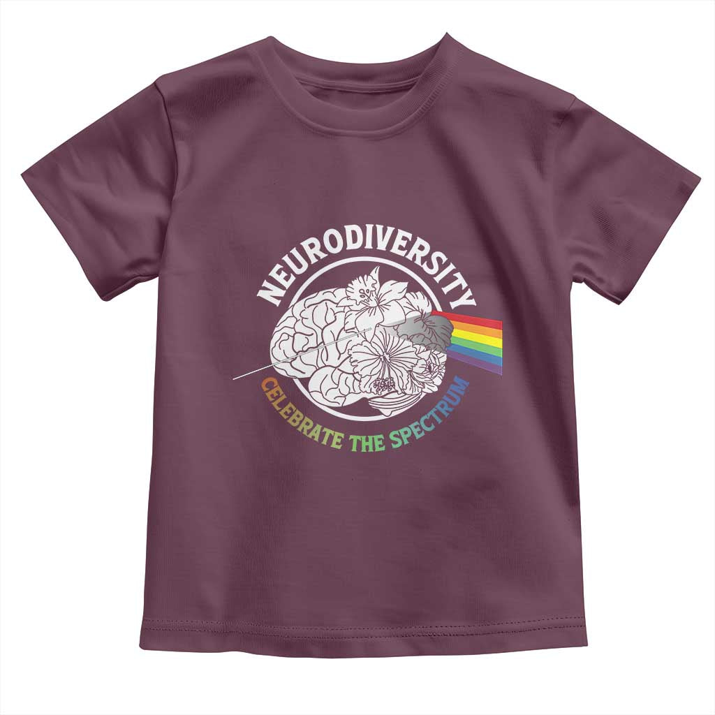 Neurodiversity Celebrate The Spectrum Toddler T Shirt Brain Autism Awareness ASD ADHD TS11 Maroon Print Your Wear