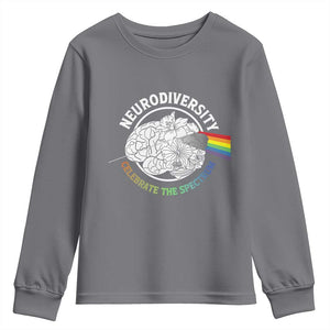 Neurodiversity Celebrate The Spectrum Youth Sweatshirt Brain Autism Awareness ASD ADHD TS11 Charcoal Print Your Wear