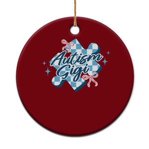 Autism Gigi Coquette Puzzle Piece Pink Bow Ceramic Ornament TS11 1pc Red Print Your Wear