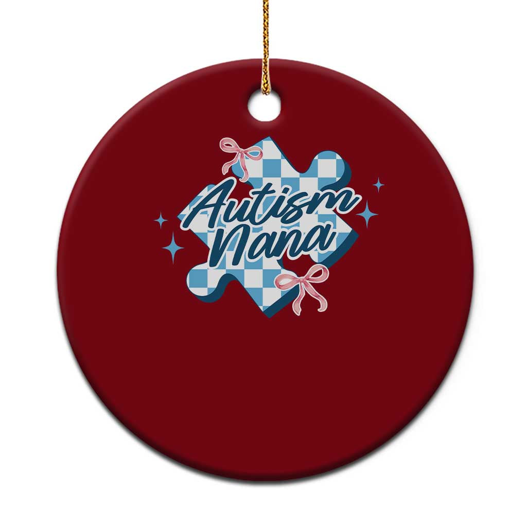 Autism Nana Coquette Puzzle Piece Pink Bow Ceramic Ornament TS11 1pc Red Print Your Wear