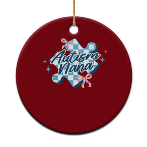 Autism Nana Coquette Puzzle Piece Pink Bow Ceramic Ornament TS11 1pc Red Print Your Wear