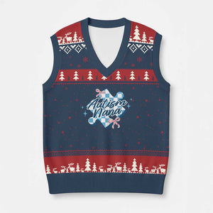 Autism Nana Coquette Puzzle Piece Pink Bow V-Neck Knit Sweater Vest TS11 Navy Red Print Your Wear