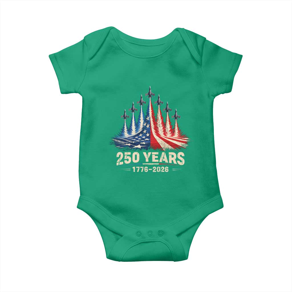 250 Years American 1776 2026 Baby Onesie USA 250th Anniversary 4th of July US Flag Jets TS11 Irish Green Print Your Wear