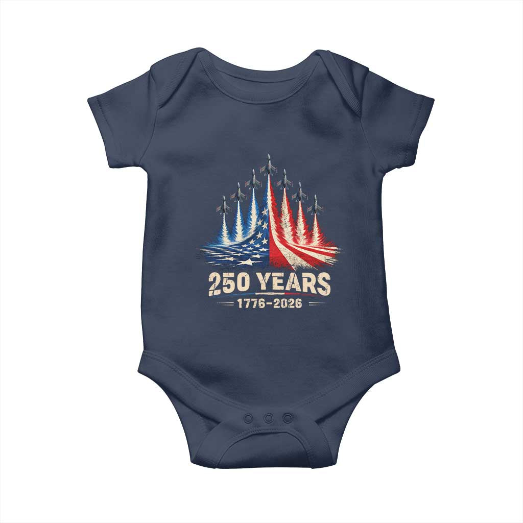 250 Years American 1776 2026 Baby Onesie USA 250th Anniversary 4th of July US Flag Jets TS11 Navy Print Your Wear