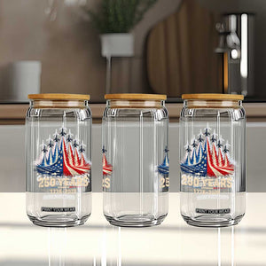 250 Years American 1776 2026 Glass Can USA 250th Anniversary 4th of July US Flag Jets TS11 Print Your Wear