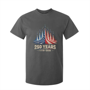 250 Years American 1776 2026 T Shirt For Kid USA 250th Anniversary 4th of July US Flag Jets TS11 Dark Heather Print Your Wear