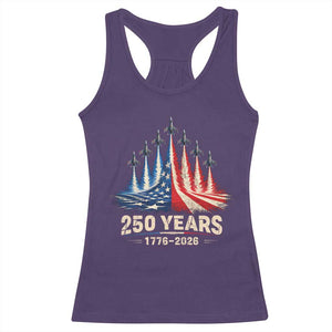 250 Years American 1776 2026 Racerback Tank Top USA 250th Anniversary 4th of July US Flag Jets TS11 Purple Print Your Wear