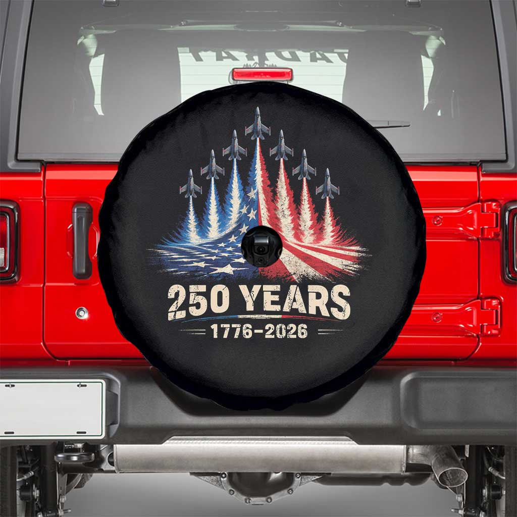 250 Years American 1776 2026 Spare Tire Cover USA 250th Anniversary 4th of July US Flag Jets TS11 Black Print Your Wear