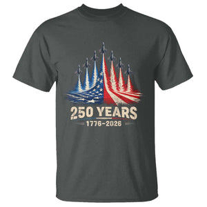 250 Years American 1776 2026 T Shirt USA 250th Anniversary 4th of July US Flag Jets TS11 Dark Heather Print Your Wear
