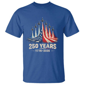 250 Years American 1776 2026 T Shirt USA 250th Anniversary 4th of July US Flag Jets TS11 Royal Blue Print Your Wear