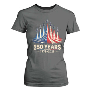 250 Years American 1776 2026 T Shirt For Women USA 250th Anniversary 4th of July US Flag Jets TS11 Dark Heather Print Your Wear