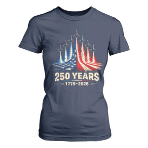 250 Years American 1776 2026 T Shirt For Women USA 250th Anniversary 4th of July US Flag Jets TS11 Navy Print Your Wear