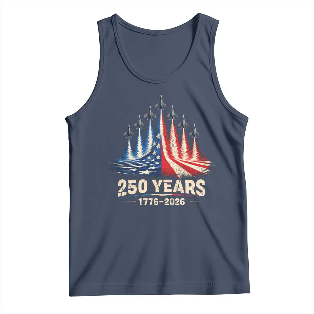 250 Years American 1776 2026 Tank Top USA 250th Anniversary 4th of July US Flag Jets TS11 Navy Print Your Wear
