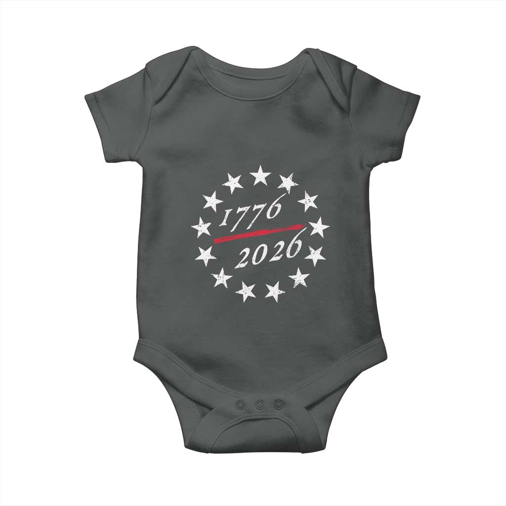 250 Years America Anniversary Baby Onesie 13 Stars 1776 2026 250th Independence Day TS11 Dark Heather Print Your Wear
