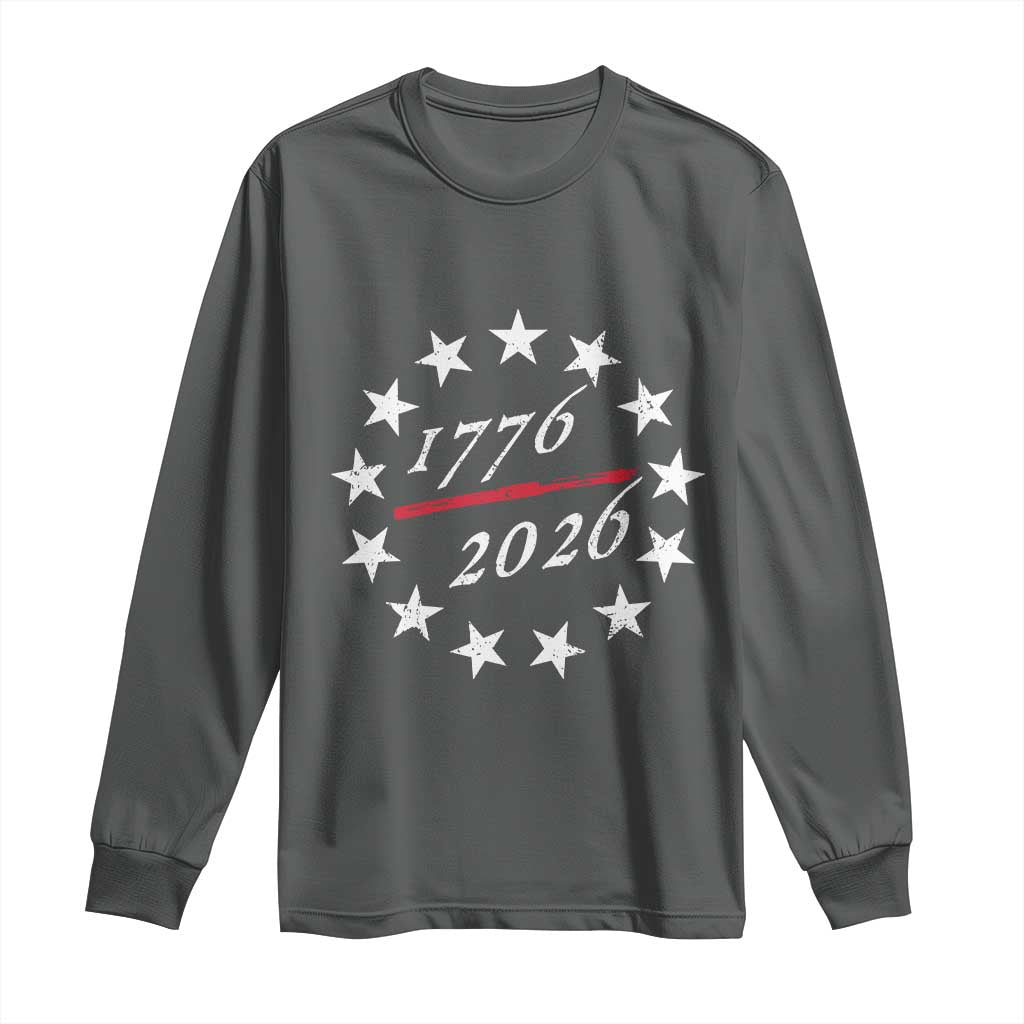 250 Years America Anniversary Long Sleeve Shirt 13 Stars 1776 2026 250th Independence Day TS11 Dark Heather Print Your Wear