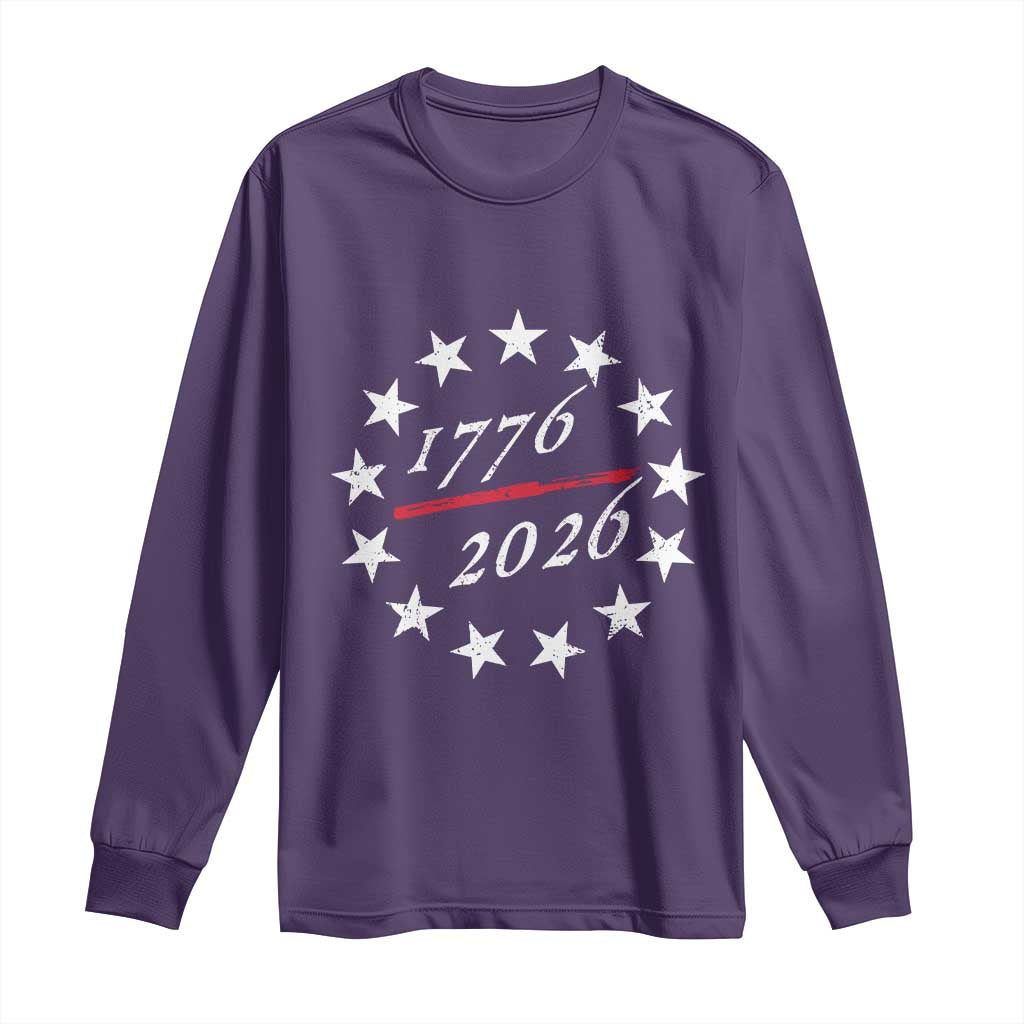 250 Years America Anniversary Long Sleeve Shirt 13 Stars 1776 2026 250th Independence Day TS11 Purple Print Your Wear