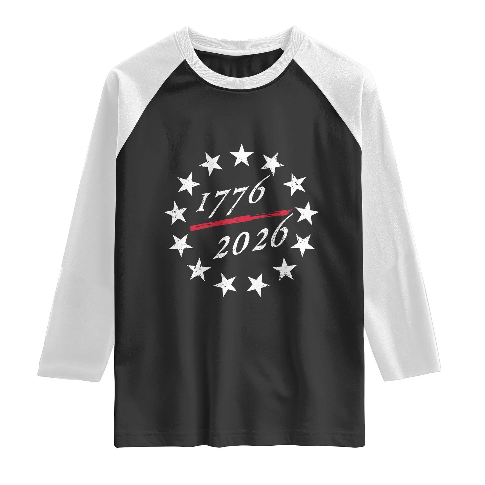250 Years America Anniversary Raglan Shirt 13 Stars 1776 2026 250th Independence Day TS11 Black White Print Your Wear