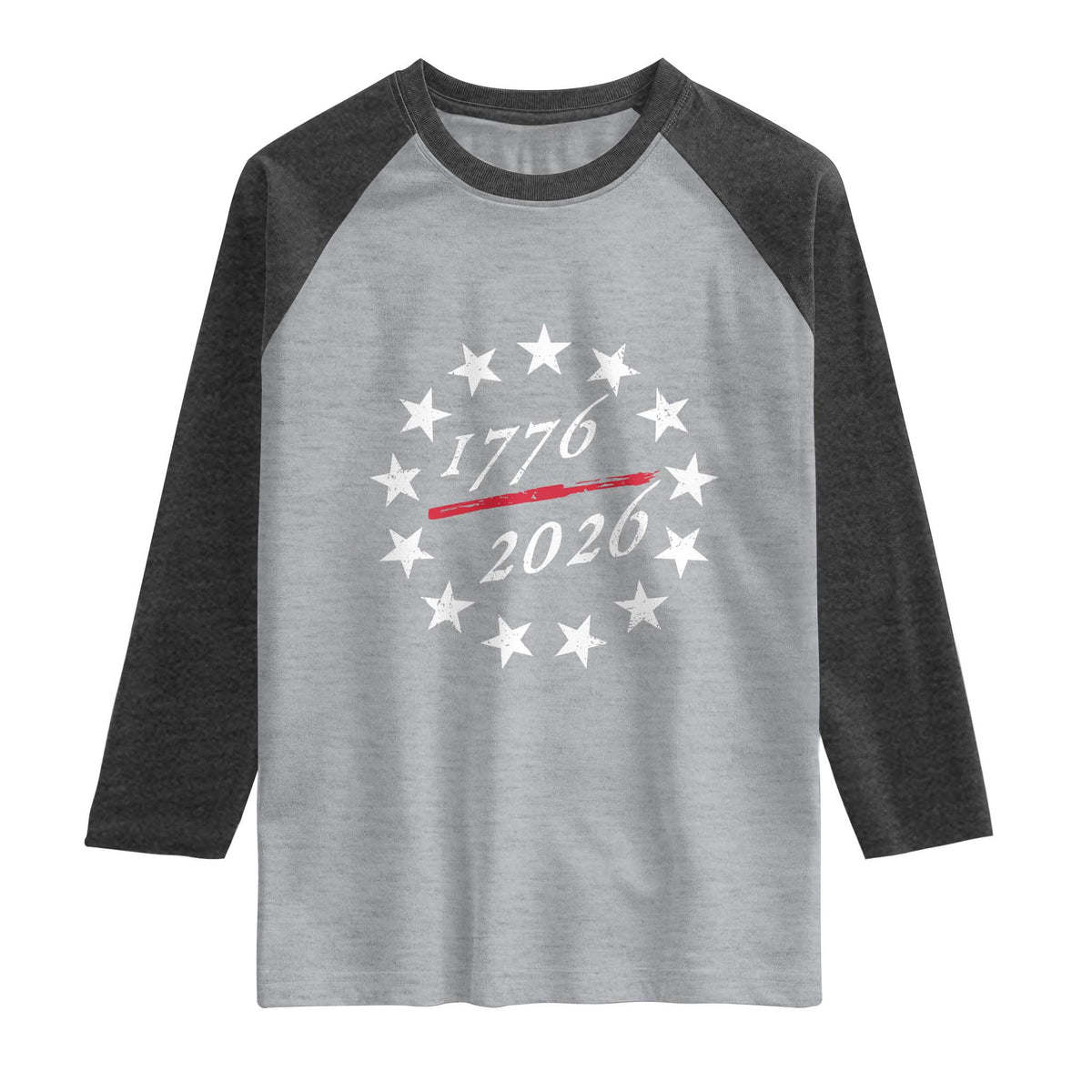 250 Years America Anniversary Raglan Shirt 13 Stars 1776 2026 250th Independence Day TS11 Heather Gray Heather Charcoal Print Your Wear