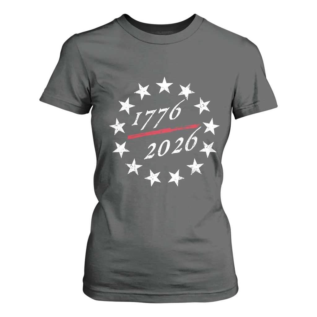 250 Years America Anniversary T Shirt For Women 13 Stars 1776 2026 250th Independence Day TS11 Dark Heather Print Your Wear