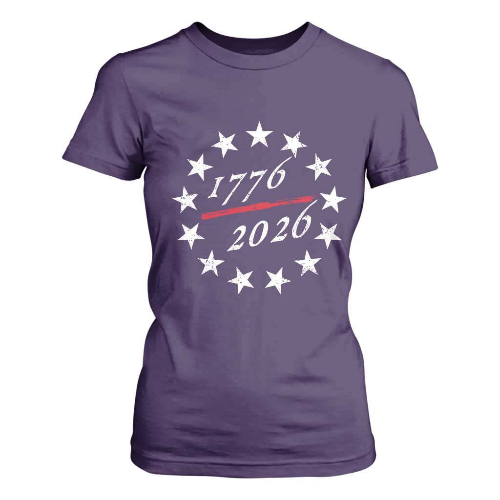 250 Years America Anniversary T Shirt For Women 13 Stars 1776 2026 250th Independence Day TS11 Purple Print Your Wear