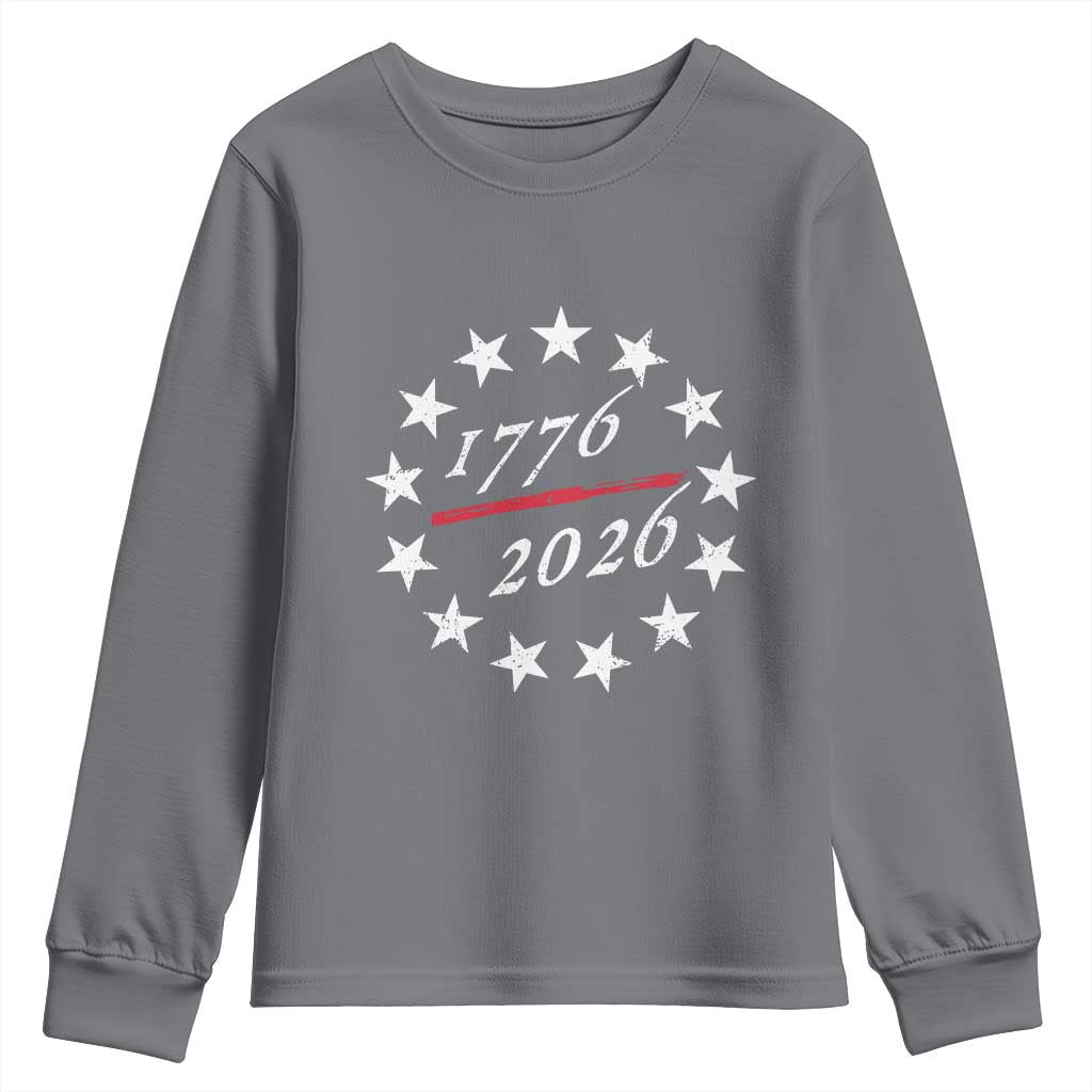 250 Years America Anniversary Youth Sweatshirt 13 Stars 1776 2026 250th Independence Day TS11 Charcoal Print Your Wear
