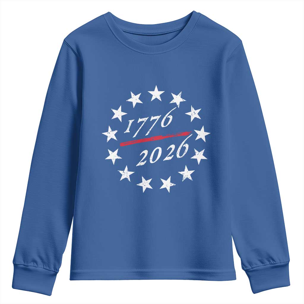 250 Years America Anniversary Youth Sweatshirt 13 Stars 1776 2026 250th Independence Day TS11 Royal Blue Print Your Wear