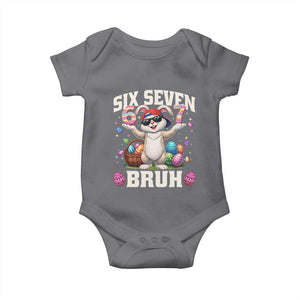 Funny Easter Day Six Seven Bruh Baby Onesie 67 Bunny Easter Eggs TS11 Charcoal Print Your Wear