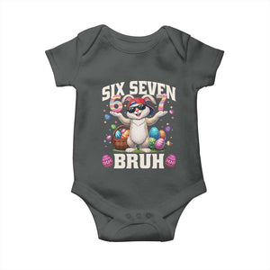 Funny Easter Day Six Seven Bruh Baby Onesie 67 Bunny Easter Eggs TS11 Dark Heather Print Your Wear