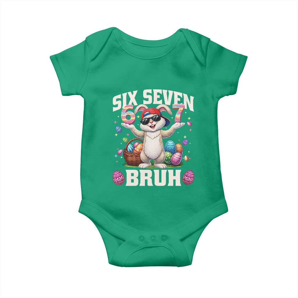 Funny Easter Day Six Seven Bruh Baby Onesie 67 Bunny Easter Eggs TS11 Irish Green Print Your Wear